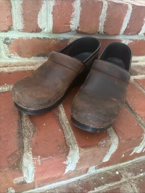 Dansko Brown Leather Slip-On Clogs